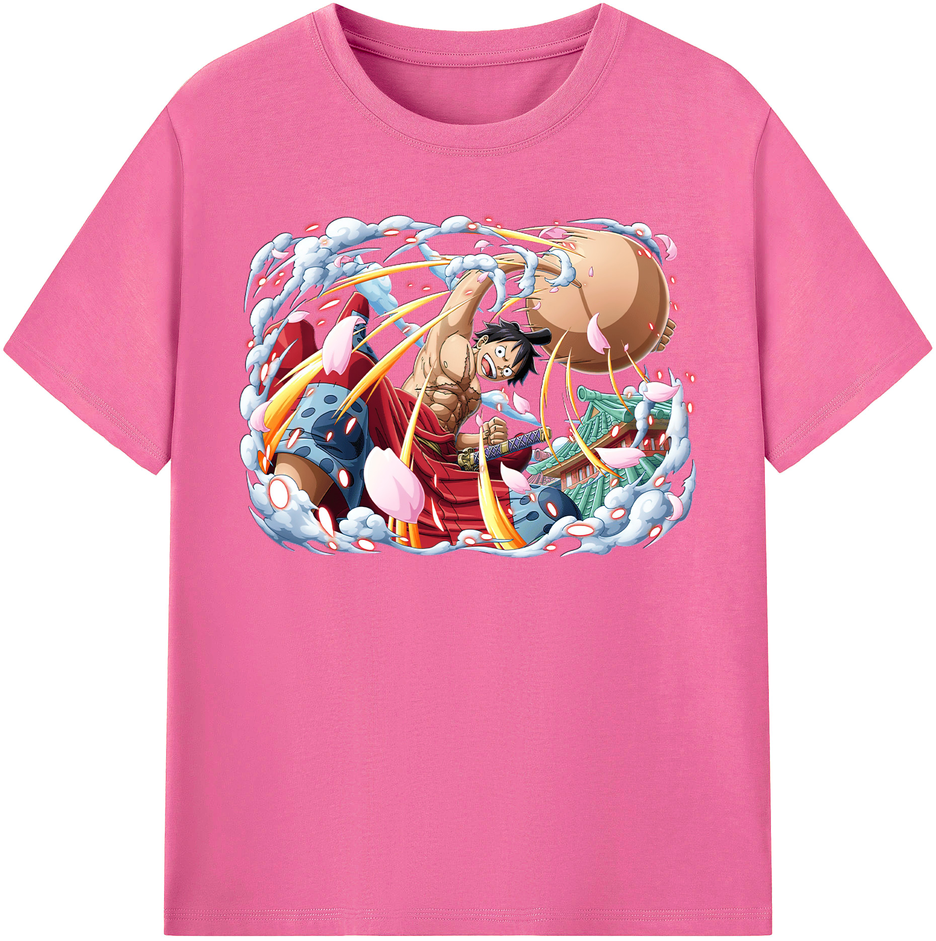 ワンピース モンキー・D・ルフィ ONE PIECE Monkey D. Luffy レディースカジュアルプリントTシャツ（綿100％）